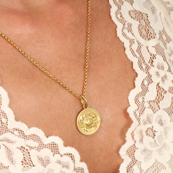 cancer zodiac pendant necklace // Gold