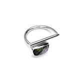 Adjustable Sterling Silver Moldavite Ring Faceted