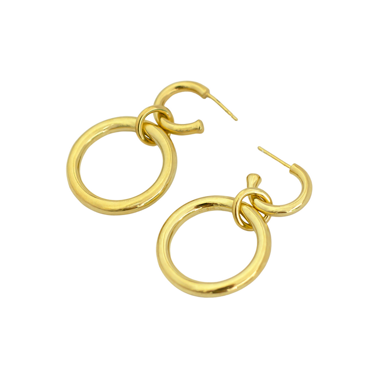 Lightweight Sterling Silver gold plated Hoop Earrings big ioola big // Gold