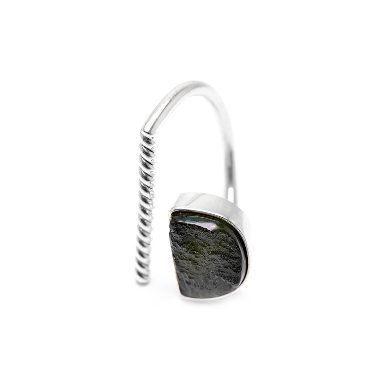 adjustable Moldavite ring size 6 twist