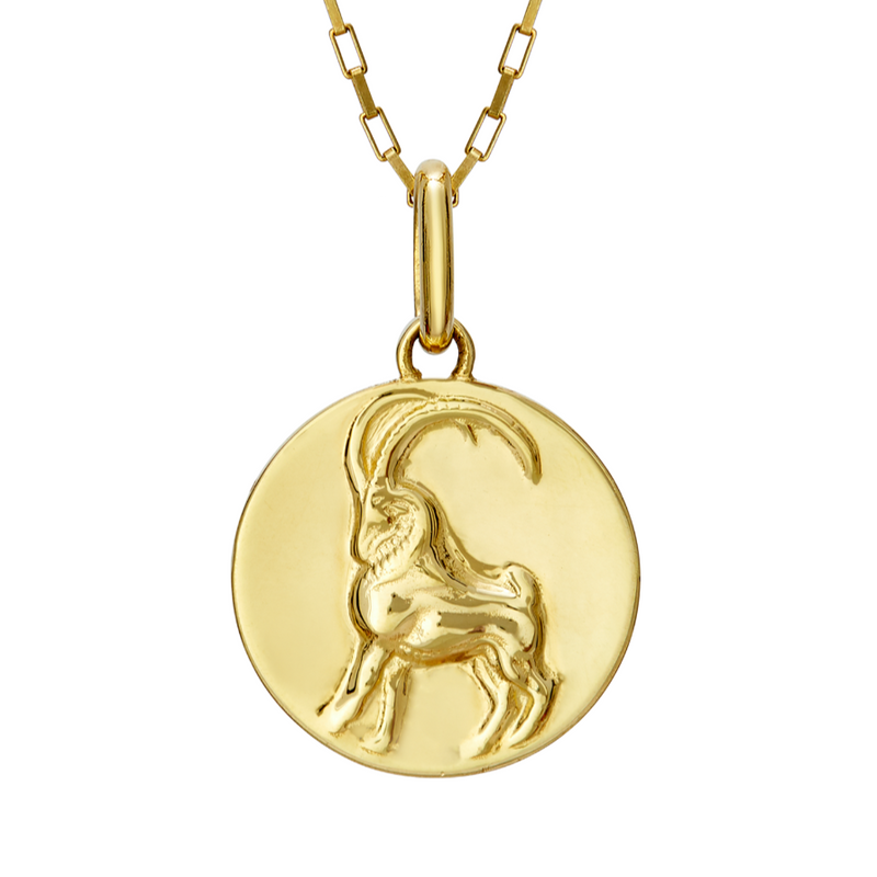 capricorn coin pendant necklace // gold