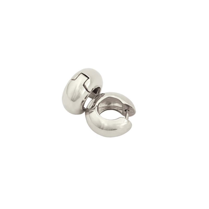 Sterling silver huggie hoop earrings, thick hoop earrings, small hoop earrings, hoops, silver hoops, small hoops, silver earrings // Silver
