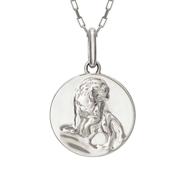 leo zodiac necklace lion // silver