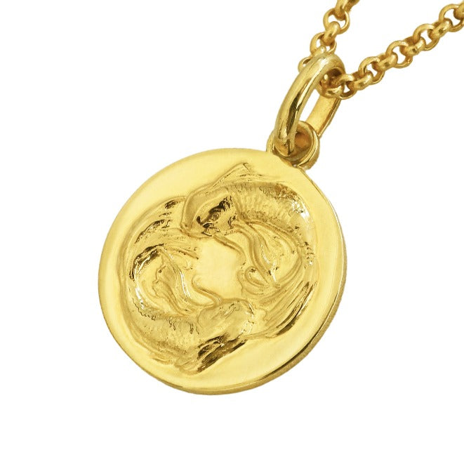 pisces coin pendant necklace // Gold