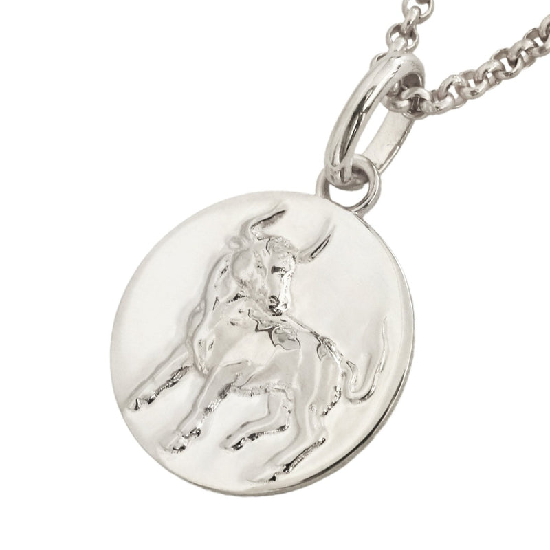 taurus coin pendant necklace // Silver