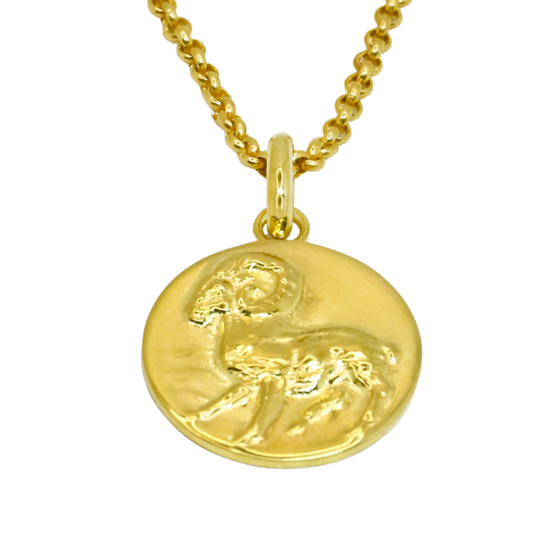 aries coin pendant necklace // gold