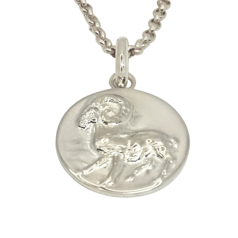 aries coin pendant necklace // Silver