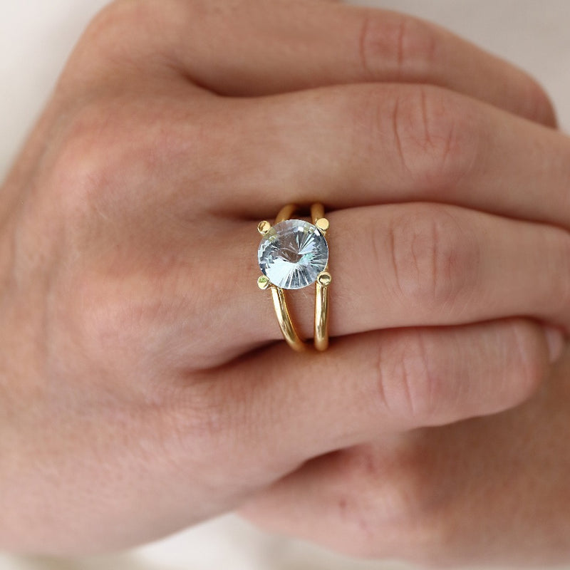 aquamarine ring yin yang gemstone cu