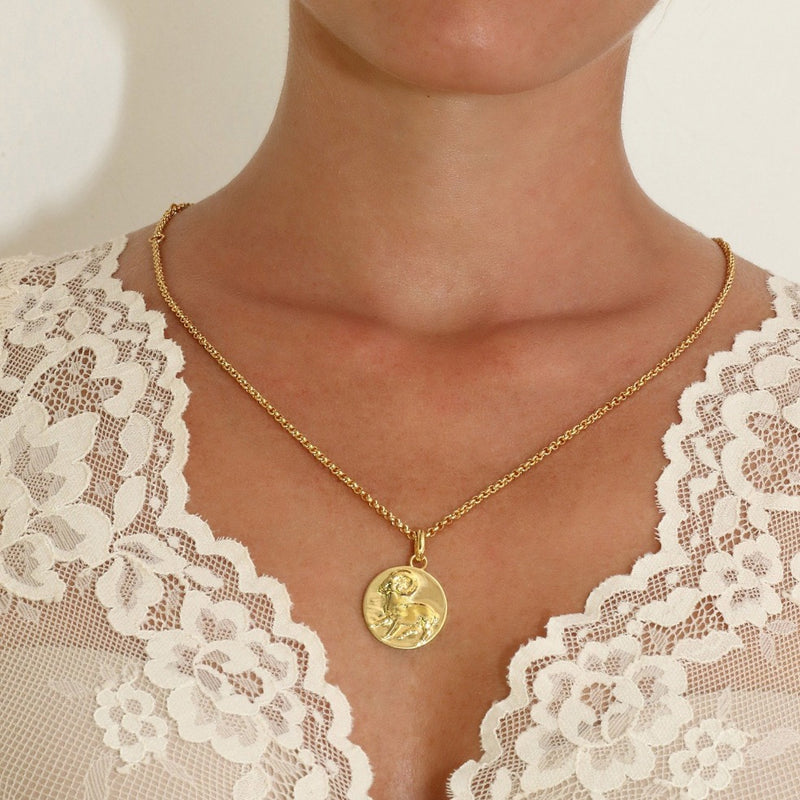 aries coin pendant // Gold