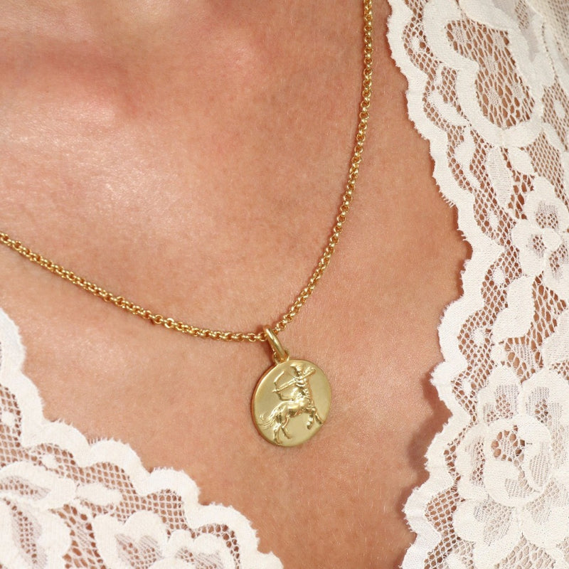 sagittarius man pendant necklace // Gold