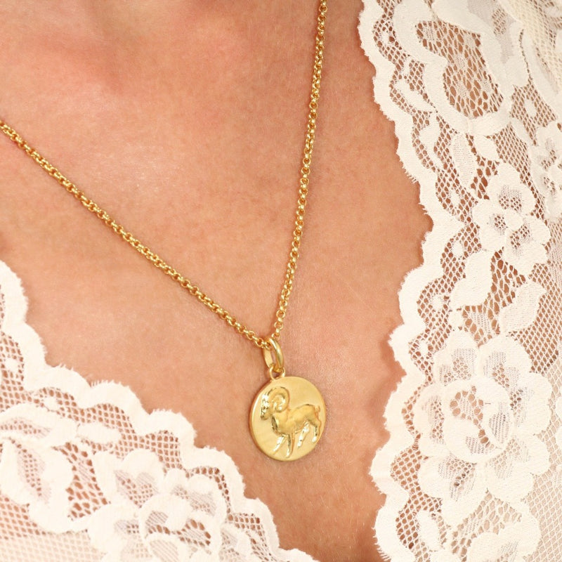 aries coin pendant // Gold