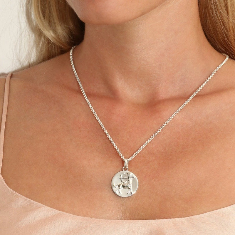 sagittarius man pendant necklace // Silver