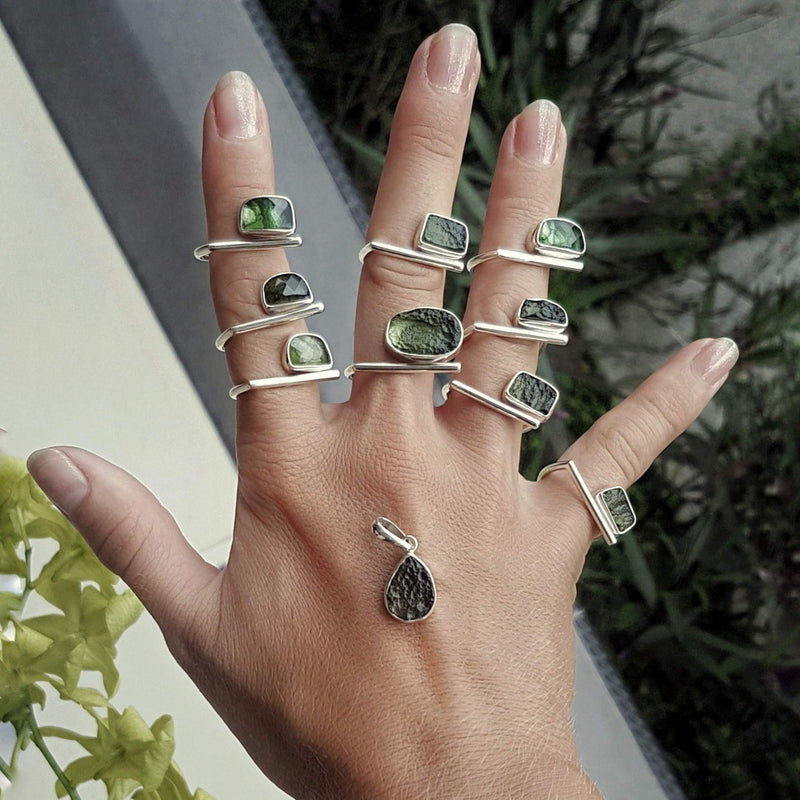 moldavite rings