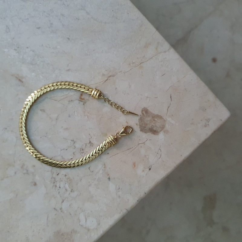 Gold herringbone Bracelet // Gold