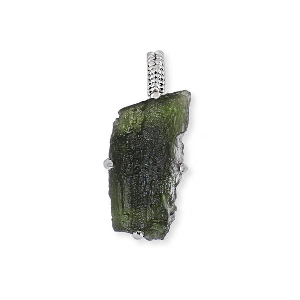 Authentic Moldavite Pendant Necklace in Sterling Silver 7 gr
