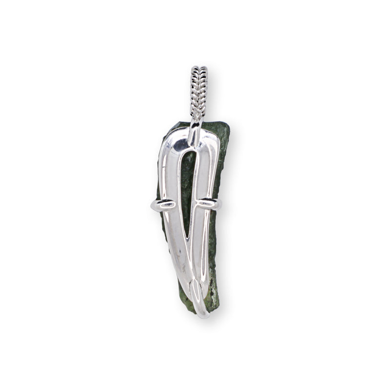 Long Teardrop Moldavite pendant with Prong setting 9 gr