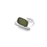 adjustable sterling silver moldavite ring size 7