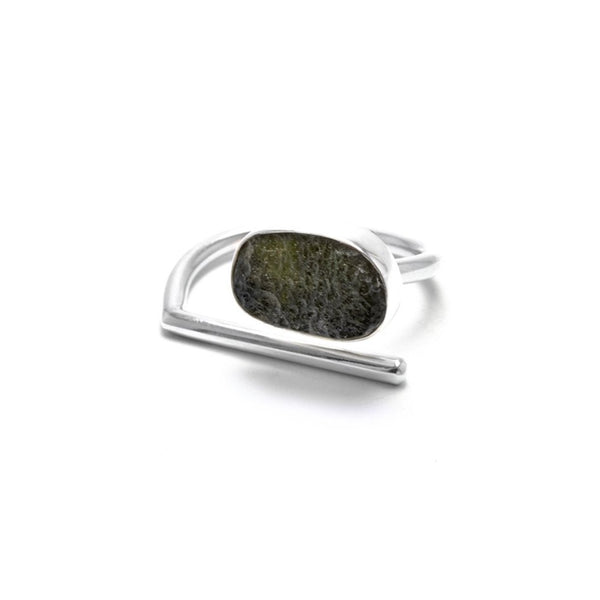 adjustable sterling silver moldavite ring size 8