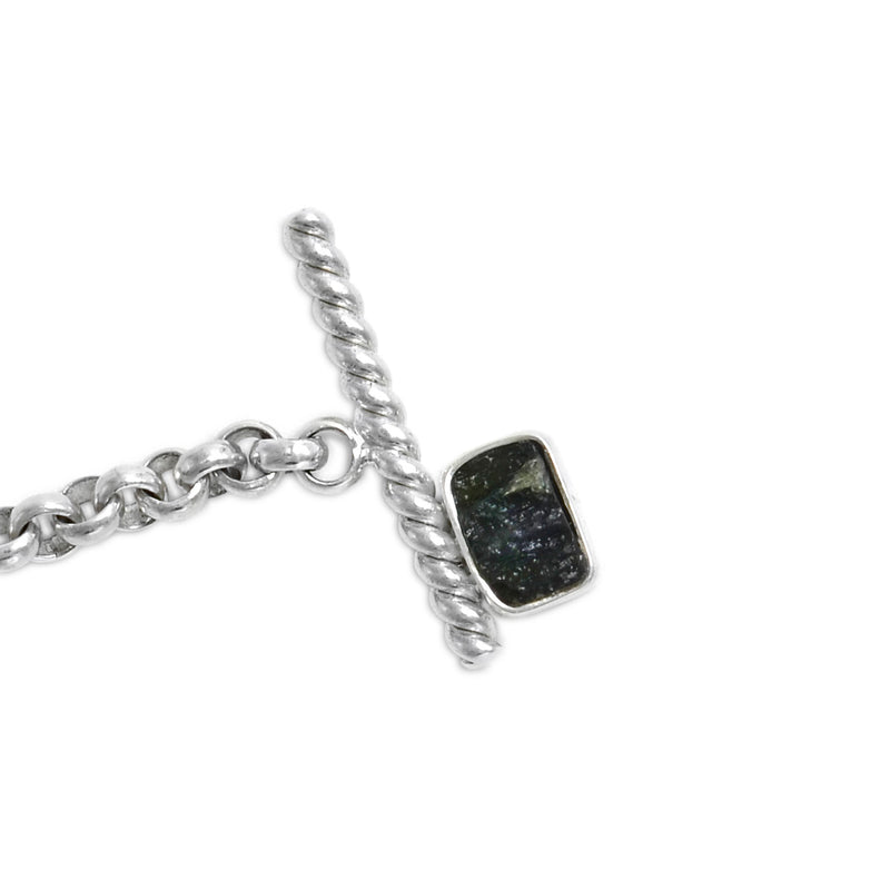 Rolo Chain Moldavite Bracelet with a Toggle clasp