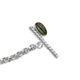 Rolo Chain Moldavite Bracelet with a Toggle clasp