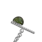 Sterling silver rolo chain necklace with raw moldavite with toggle clasp ioola