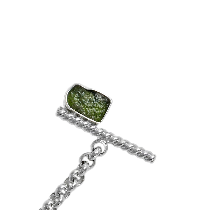 Sterling silver rolo chain necklace with raw moldavite with toggle clasp ioola