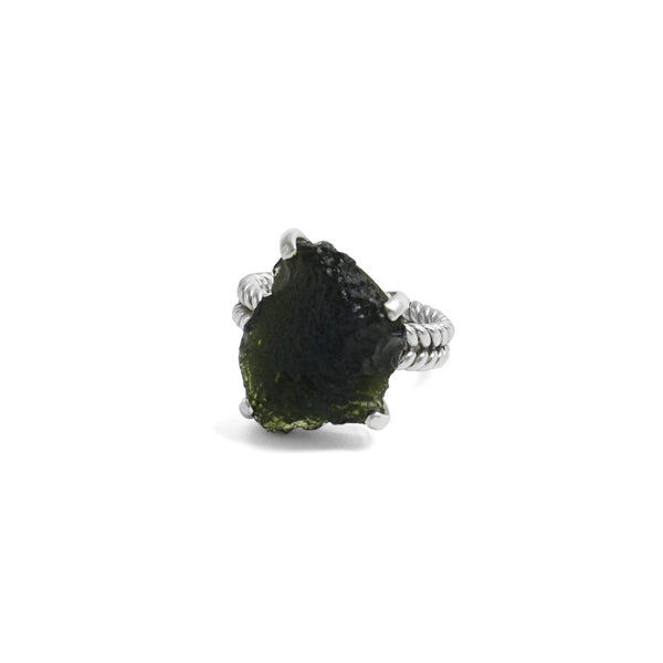 Large Moldavite ring 5 1/2