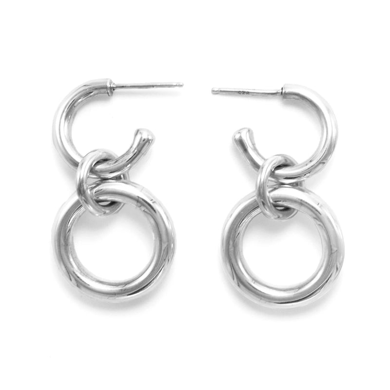 Lightweight Sterling Silver Hoop Earrings big ioola small // Silver