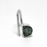 Adjustable open raw moldavite ring size 5
