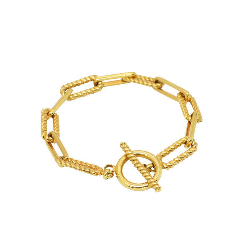 Chunky paper clip bracelet // Gold