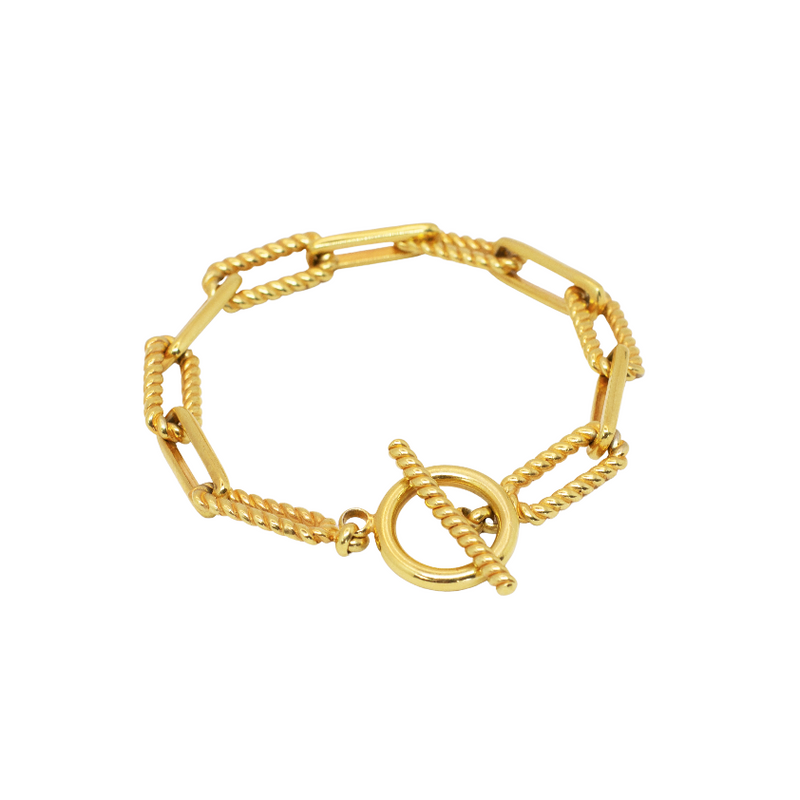 Chunky paper clip bracelet // Gold