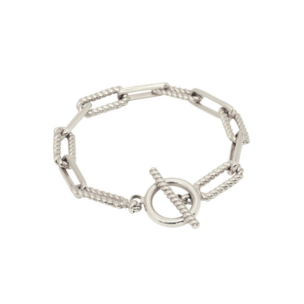 Chunky paper clip bracelet // silver