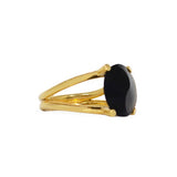 yin yang ring gold with obsidian