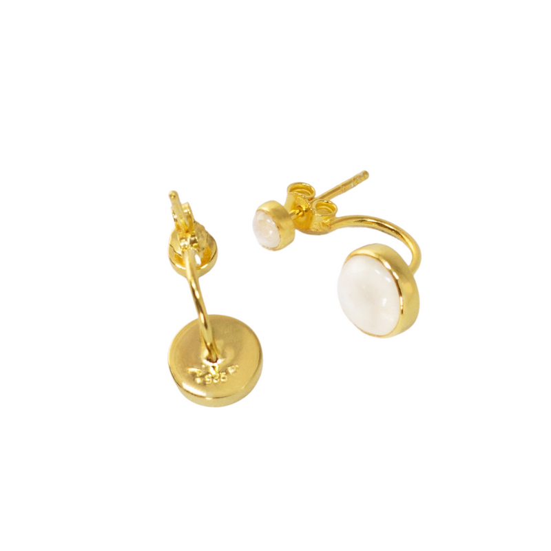double moonstone sterling silver earrings // Gold