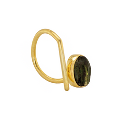 Gold Moldavite ring meteorite jewelry