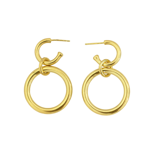 Lightweight Gold Vermeil double Hoop Earrings large // Gold