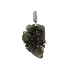 Moldavite pendant sterling silver