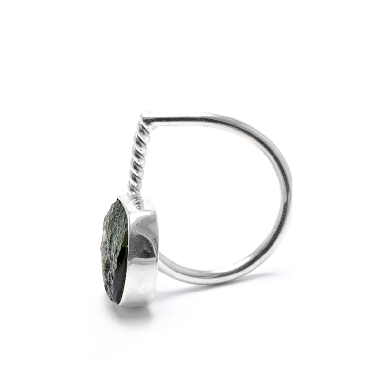 adjustable sterling silver moldavite ring size 7