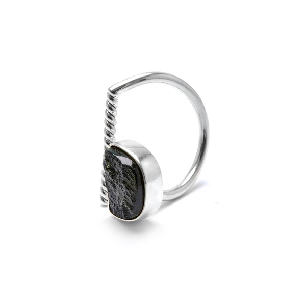 adjustable sterling silver moldavite ring size 6