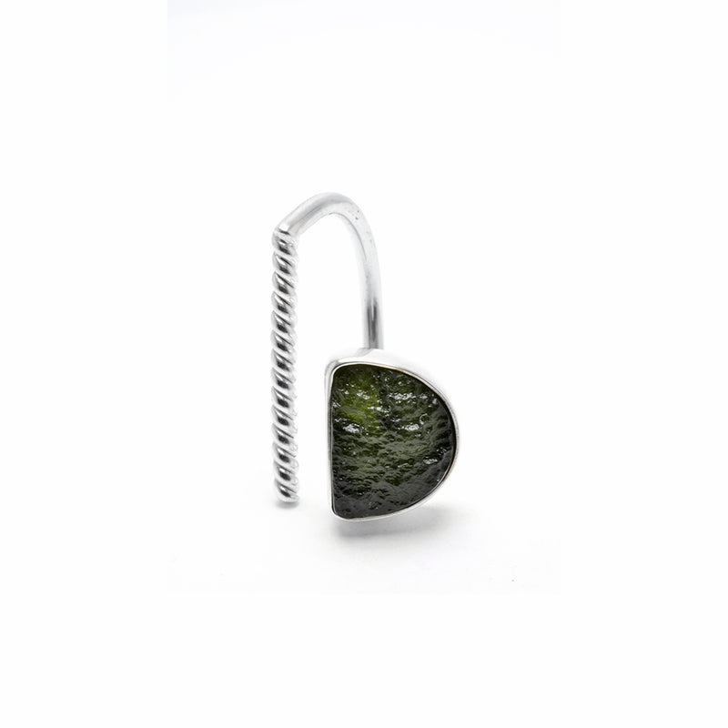 adjustable sterling silver moldavite ring size 7 1/2