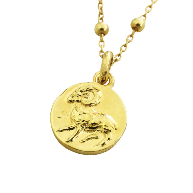 Aries dainty coin pendant // Gold