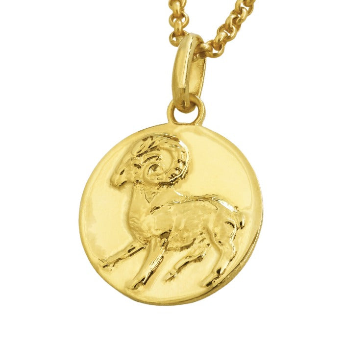 aries coin pendant necklace // gold