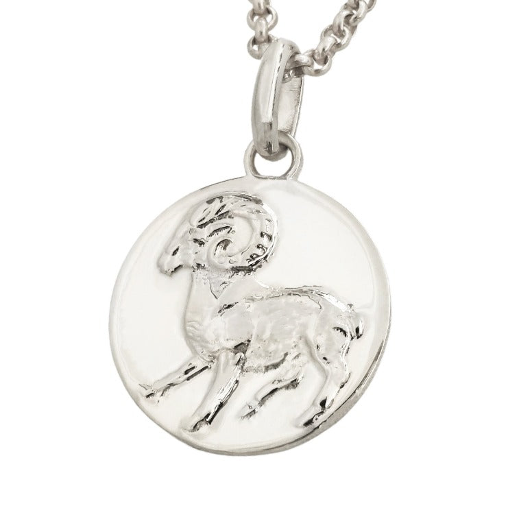 aries coin pendant necklace // Silver