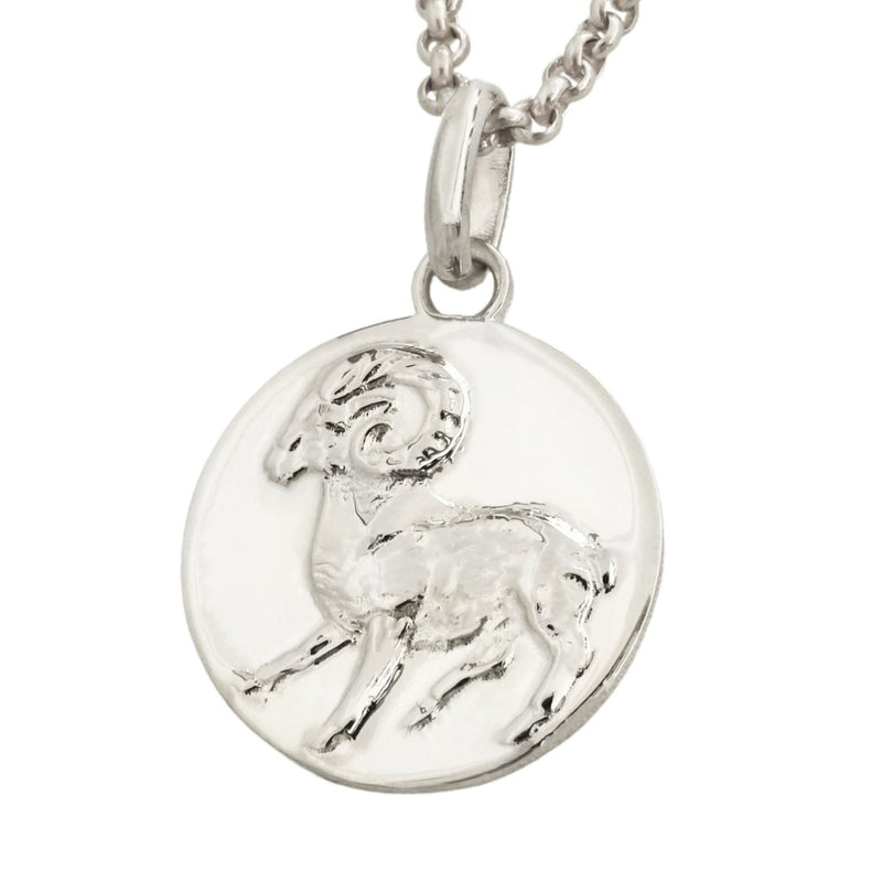 aries coin pendant necklace // Silve