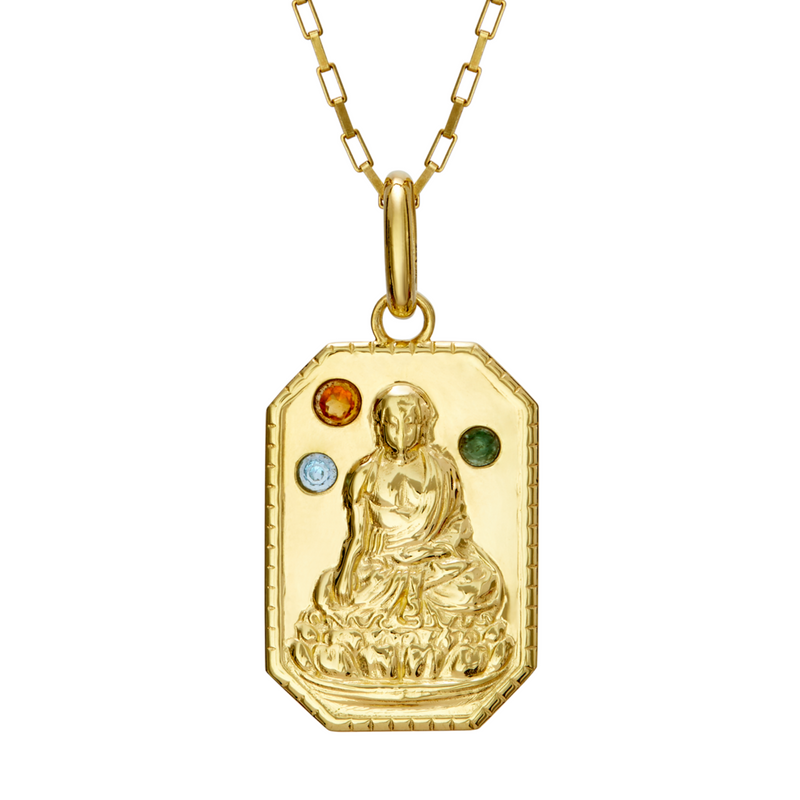 Asian gold buddha necklace on sale