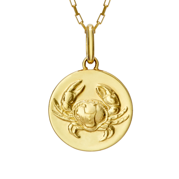 cancer zodiac necklace crab // gold
