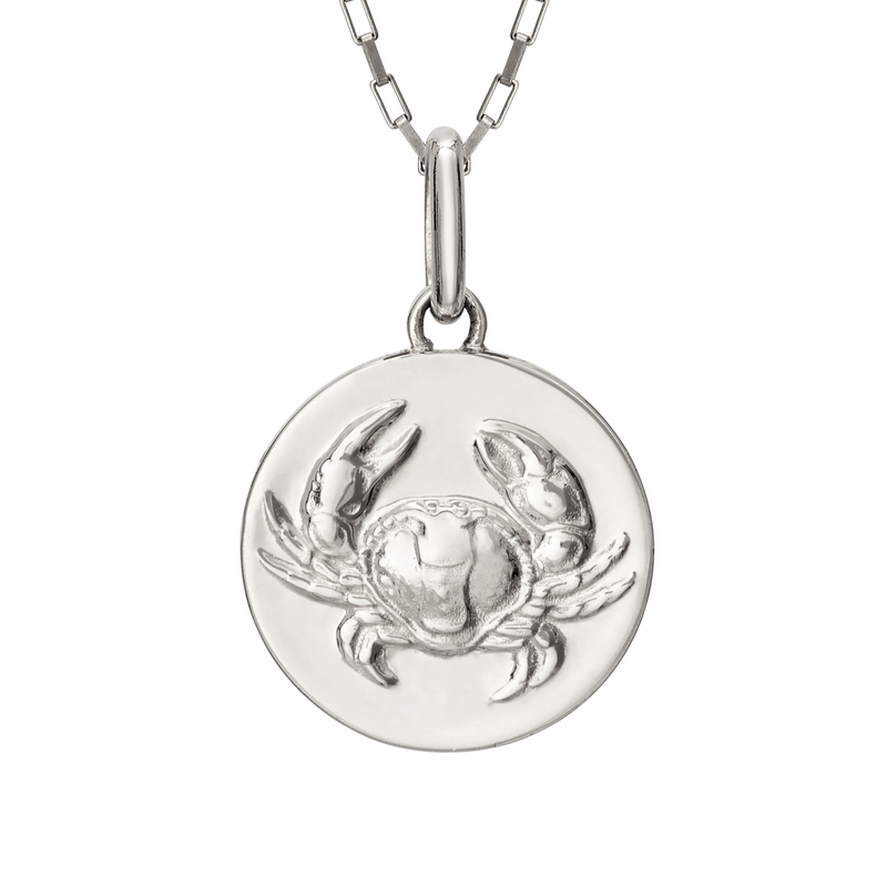 cancer zodiac necklace crab // silver