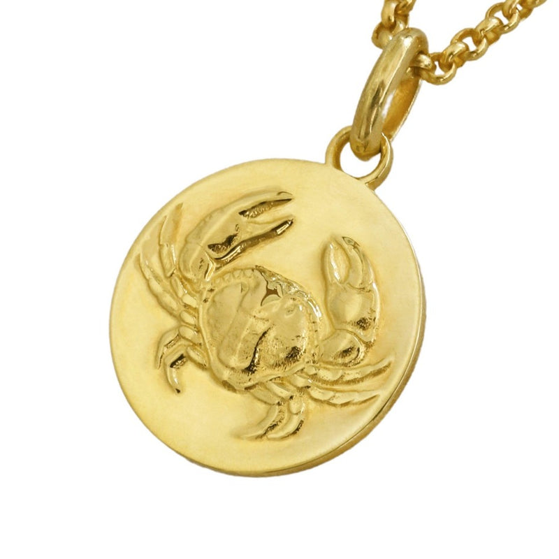 Cancer coin pendant necklace // gold