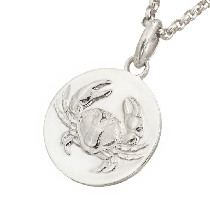 Cancer coin pendant necklace // Silver