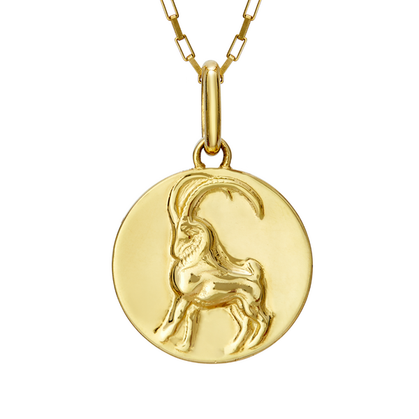capricorn coin pendant necklace // gold